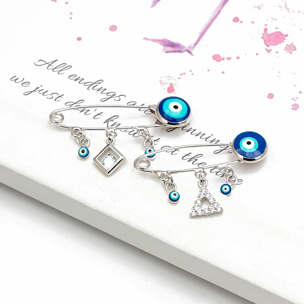 Счастливый глаз снежинка треугольник квадратные шармы брошь и булавка простая с