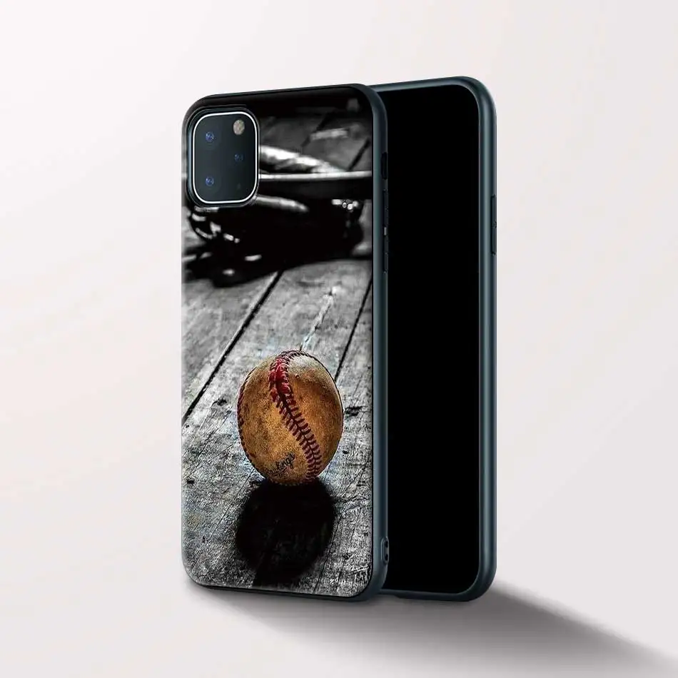 

Soft Case for Apple iPhone 12 Mini 11 Pro 7 8 XR X XS MAX Black Phone Bag 6 6S Plus 5 5S SE 2020 Tpu Cover I Love Baseball Sport