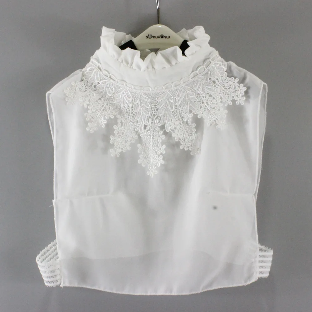 

Women White Lace Floral Fake Collar Detachable Collars for Sweater Stand Lapel False Collar Removable Detachable Blouse Tie