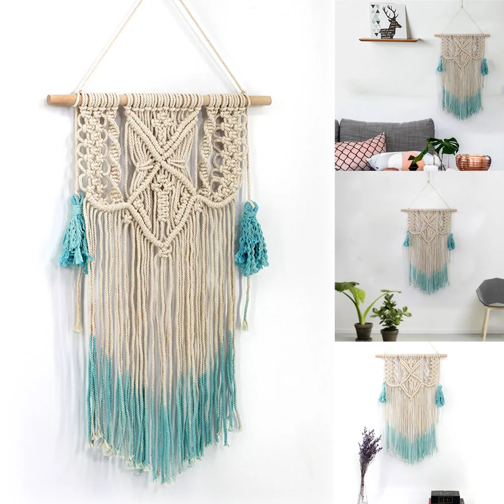 

68*45cm Handmade Macrame Wall Hanging Woven Art Macrame Tapestry Boho Textile Chic Geometric Bohemian Living Room Home Decor New