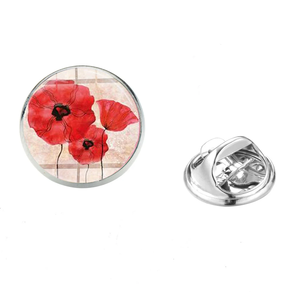 SIAN Vintage Red Flower Charm Brooch Pin Field of Flowers Stainless Steel Silver Plated Crystal Backpack Shirt Badge Women | Украшения и