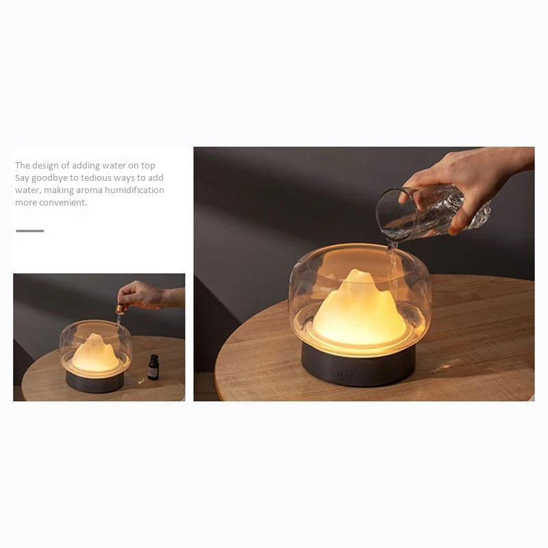 

Aroma Diffuser 400ML Moutain View Essential Oil Aromatherapy Difusor With Warm and Color LED Lamp (US Plug)