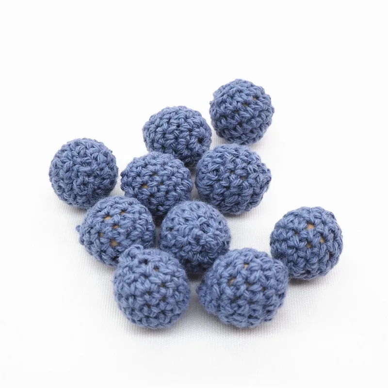 Dark Blue Chengkai 50 шт. 16 мм 20 мм Круглый Вязание Хлопок крючком деревянные шарики для DIY украшения Детские украшения Прорезыватель для зубов ожерелье игрушка - Цвет: Dark Blue