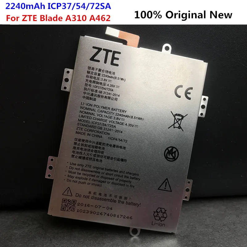 

Original 2240mAh ICP37/54/72SA Battery For ZTE Blade A310 BA310 A462 BA462 Replacement Mobile Phone Batteries