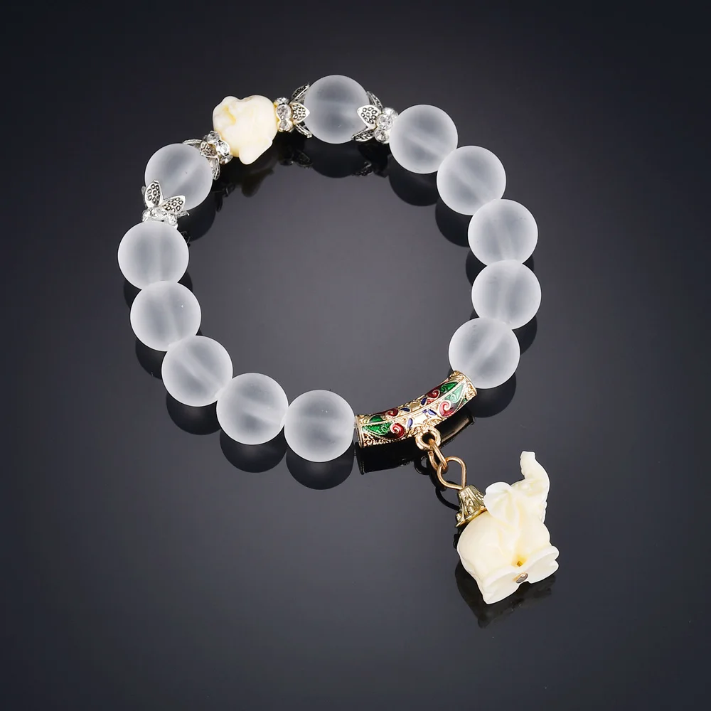 Браслет-цепочка женский в стиле ретро подвеска золотого слона из прозрачного