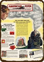 1946 american flyer model railroad train vintage look replica metal sign