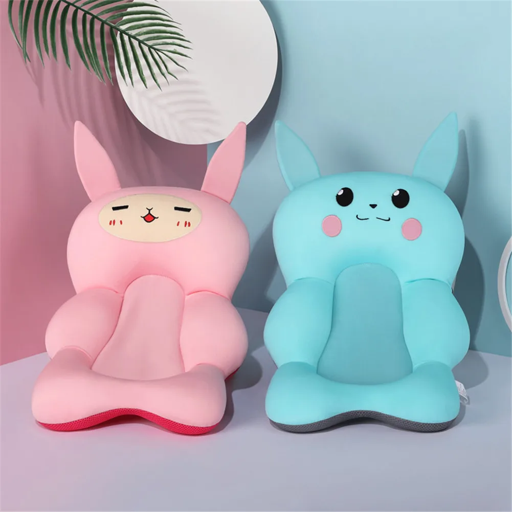 Baby Shower Pillow Bath Seat Support Mat Pad Non-Slip Bathtub Seat Mats Padded Comfy Rabbit Bather Safety Bath Support Cushion