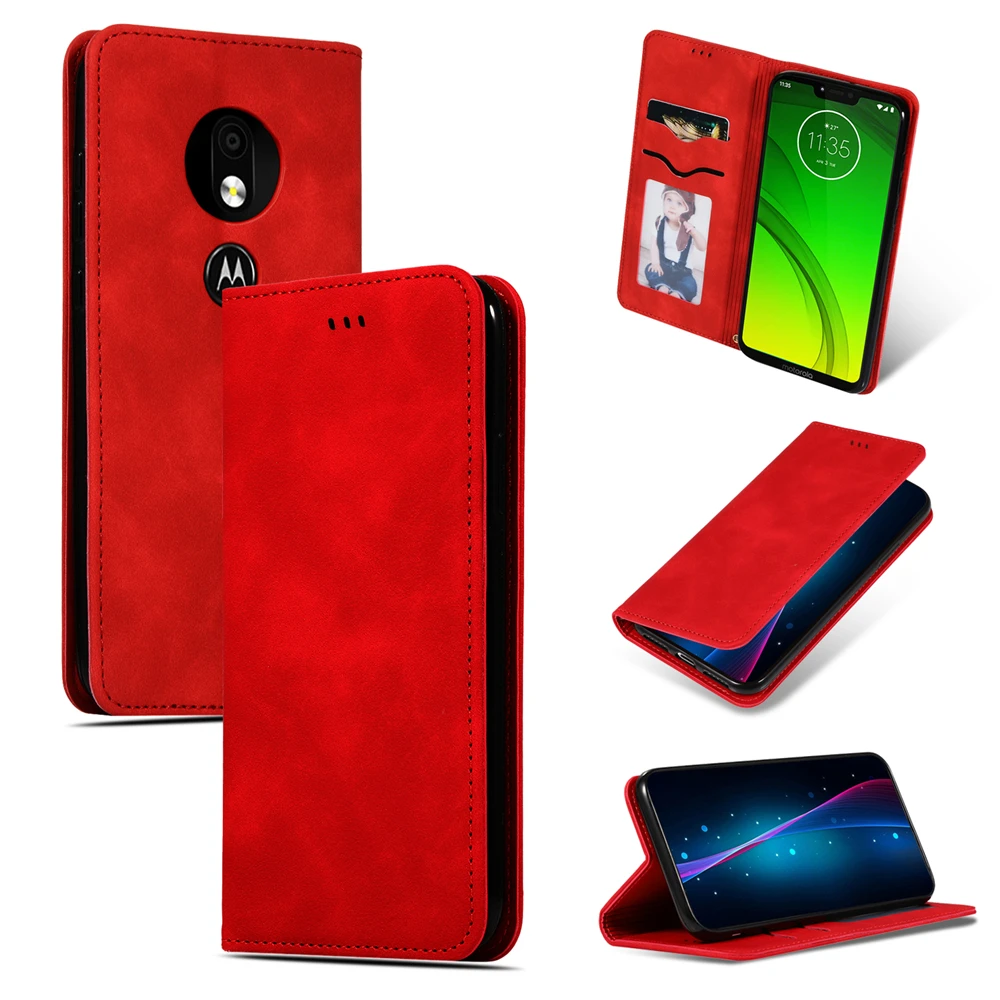 Для Motorola Moto G7 Power Play PU + TPU Ретро Бизнес кожаный чехол для задней панели