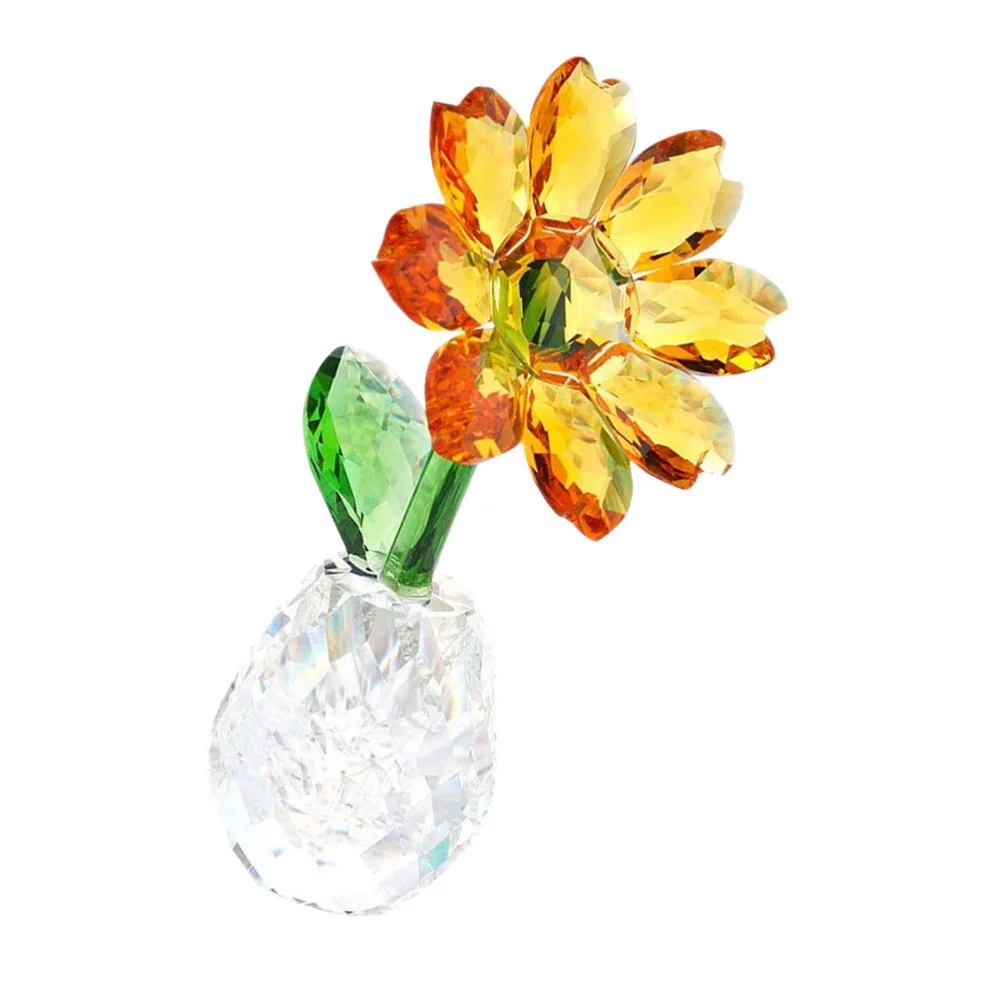 

1pc Crystal Sunflower Figurine Table Crystal Flower Ornament Home Decoration