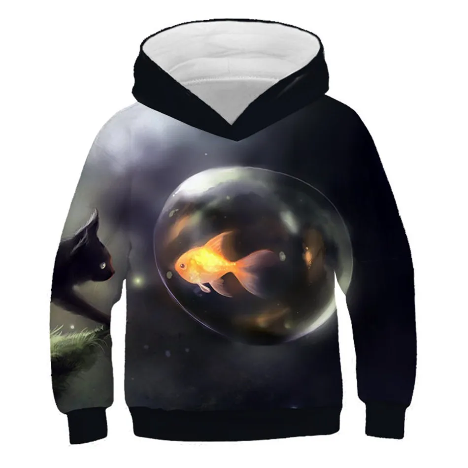 3D толстовки для мальчиков и девочек милые очки с животными детские капюшоном