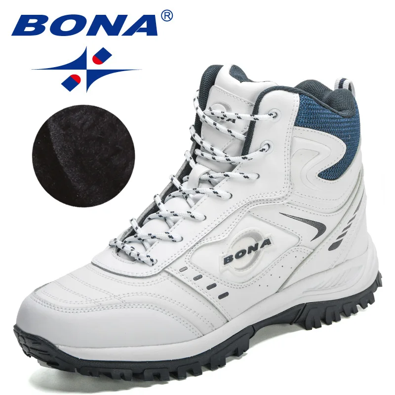 BONA 2022 New Designers Winter Super Warm Snow Boots Men Action Leather Work Casual Shoes Man High Top Rubber Plush Ankle Boots