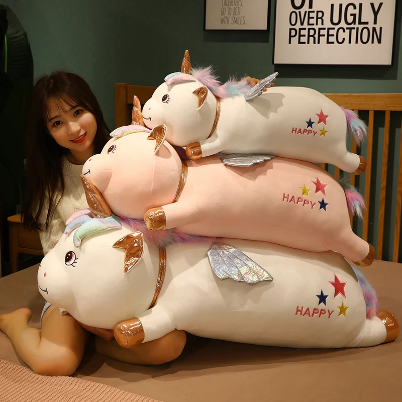 

65/85/105cm Kawaii Long Unicorn Plush Toy Soft Stuffed Sofa Cushion Pillow Animal Horse Toys For Children Girl Birthday Gifts