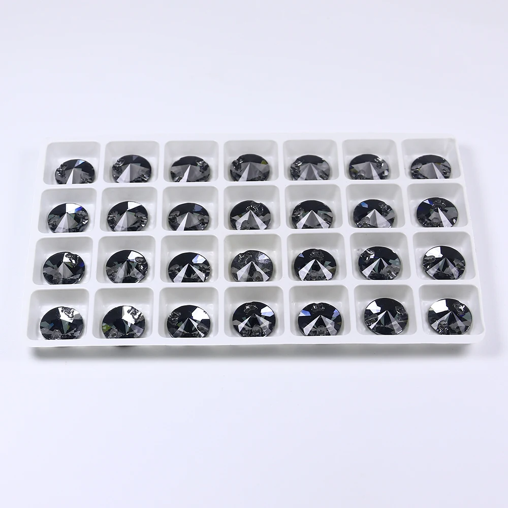 12 мм Красочные AB пришивные стразы кристалл K5 стеклянные с плоской спинкой