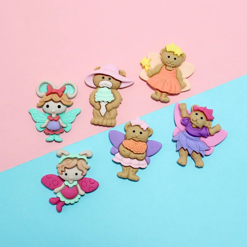 

10 шт. мультяшный медведь Фея плоская задняя сторона кабошон кавайная принцесса украшения для скрапбукинга DIY лук для волос центра кабошонов