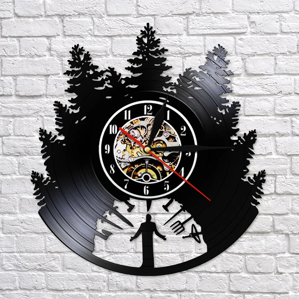 Настенные часы с виниловой пластиной винтажные садовые инструменты в фермерском