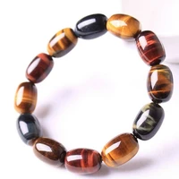 natural colorful tigers tiger eye blue red bracelet yellow barrel beads women men tiger eye stretch 14x10mm aaaaa