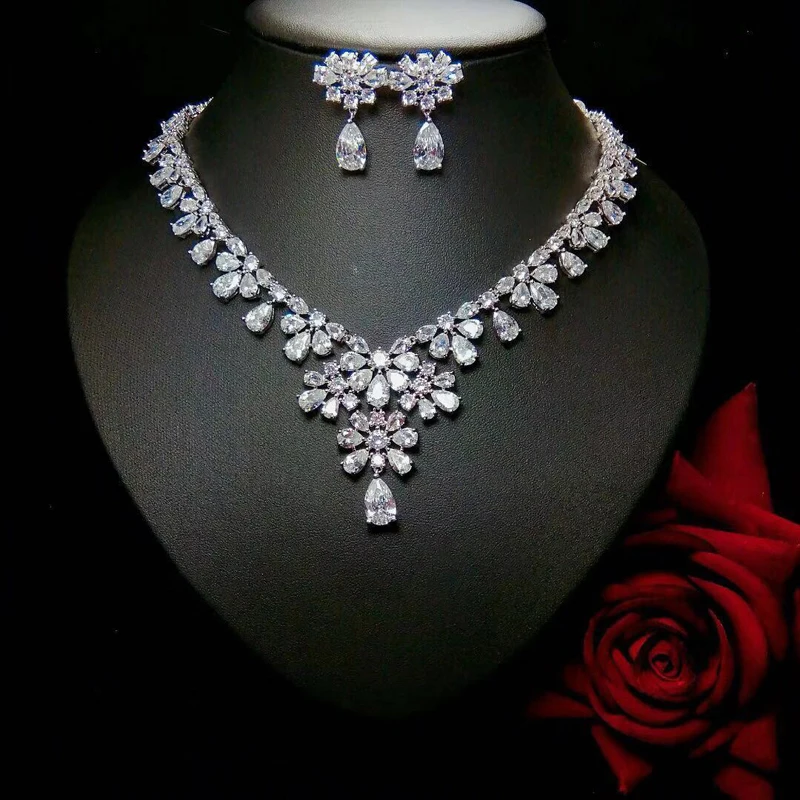 Модные комплекты ювелирных изделий hibrid AAA CZ для женщин колье набор ювелирные