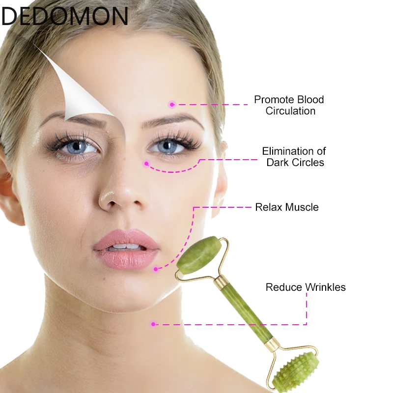 1 шт Двойная Головка зеленый нефритовый валик эллиптический массажер для глаз