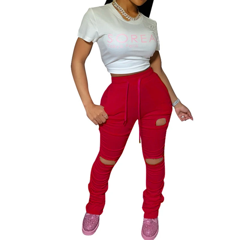 Брюки-клеш Женские с завышенной талией эластичные джоггеры оборками