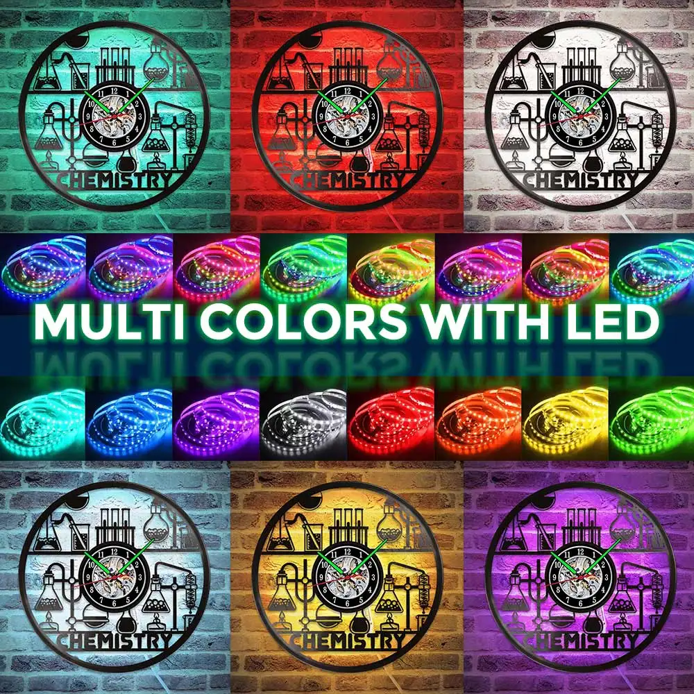 

MCDFL Science Chemistry Vinyl Record Wall Clock Decor Art Silent Hanging Clock Wall Designs For Living Room Student Gift 12 Inch