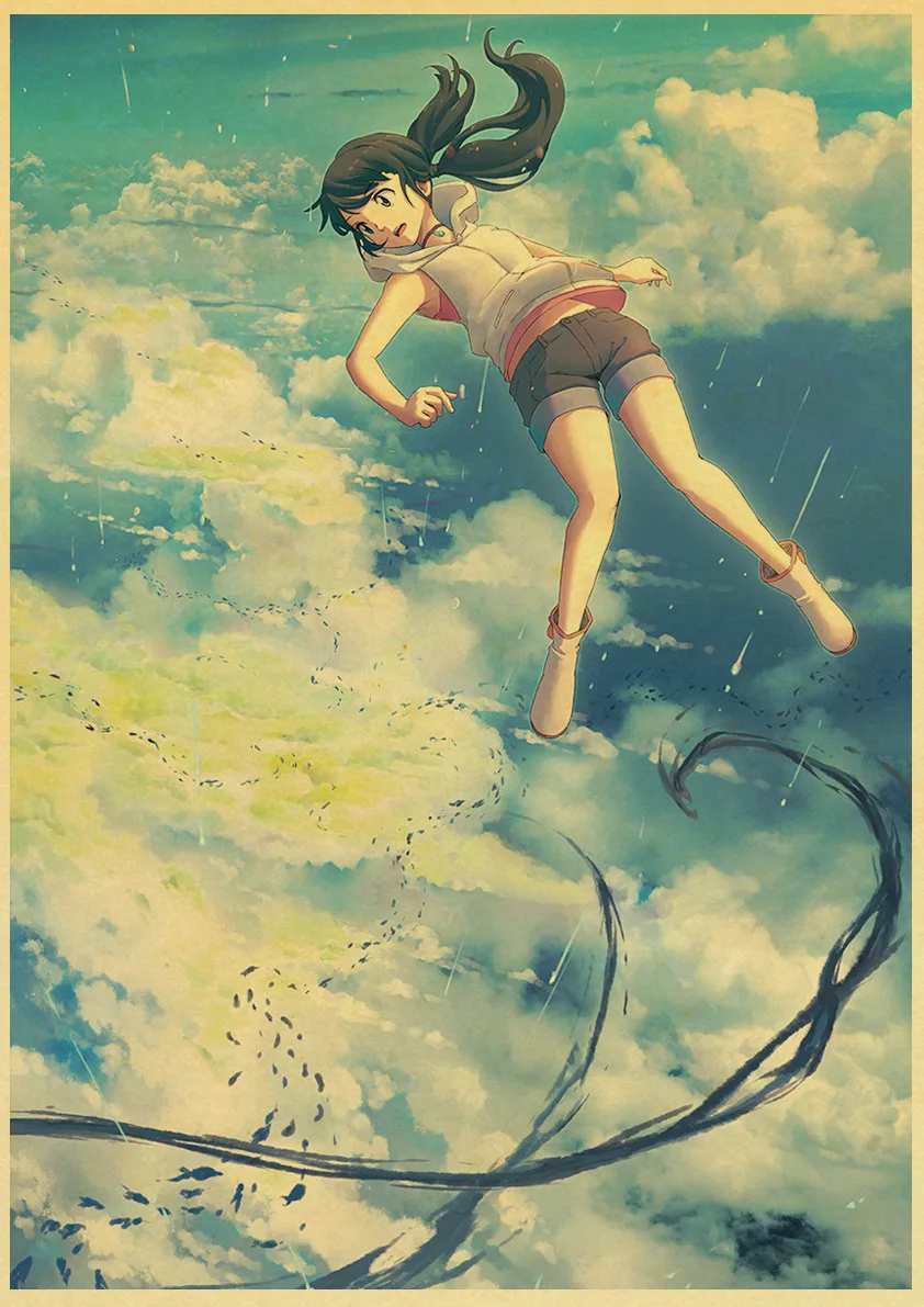 E171 Makoto Shinkai фильм выветривание с вами Ретро плакаты японский унисекс Декор крафт-бумага Детская Спальня Декор - Color: E171