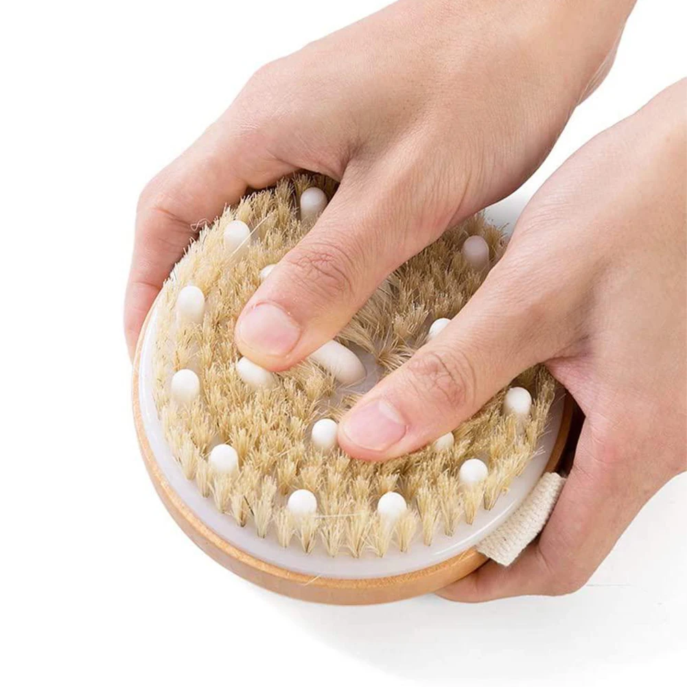 

2 In 1 Dry Skin Body Brush Natural Bristle Dead Skin Remover Anti Cellulite Exfoliates Blood Circulation Health Massage Tools