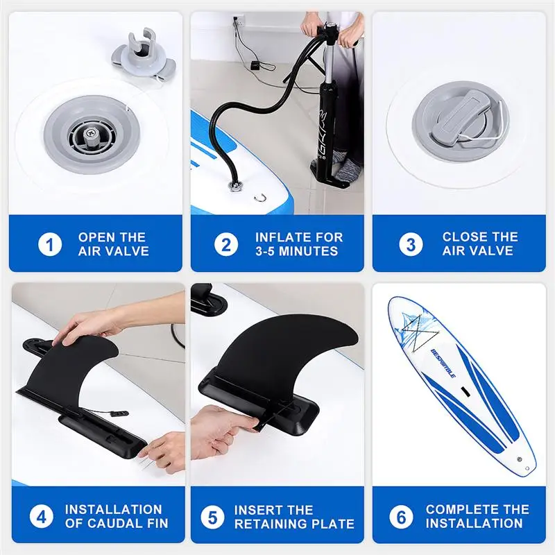 

Inflatable Paddle Board Board SUP W Stand-Up Paddle Board Accessories Backpack Paddle Pump Non-Slip Deck Waterproof Backpack