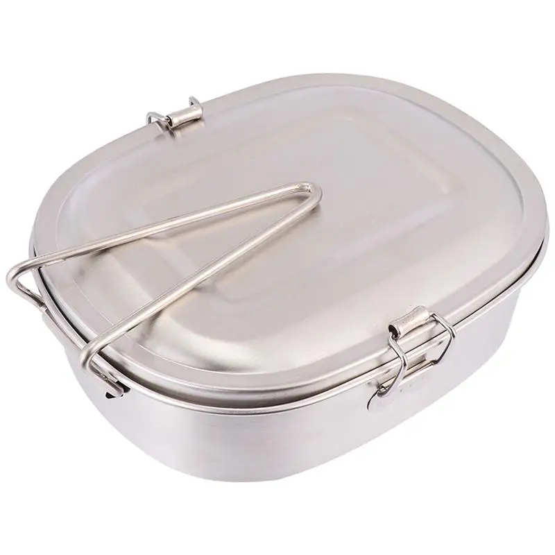 1pc Stainless Steel Lunch Box Simple Shape Design Portable Single Layer for Travel Camping | Дом и сад