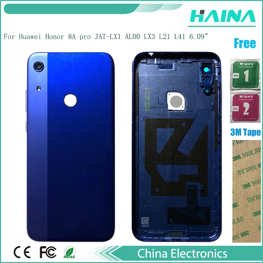

30 шт., Крышка батарейного отсека для Huawei Honor 8A, стеклянная панель, задняя крышка корпуса для Huawei Honor 8A Pro 2020 2019, Крышка батарейного отсека