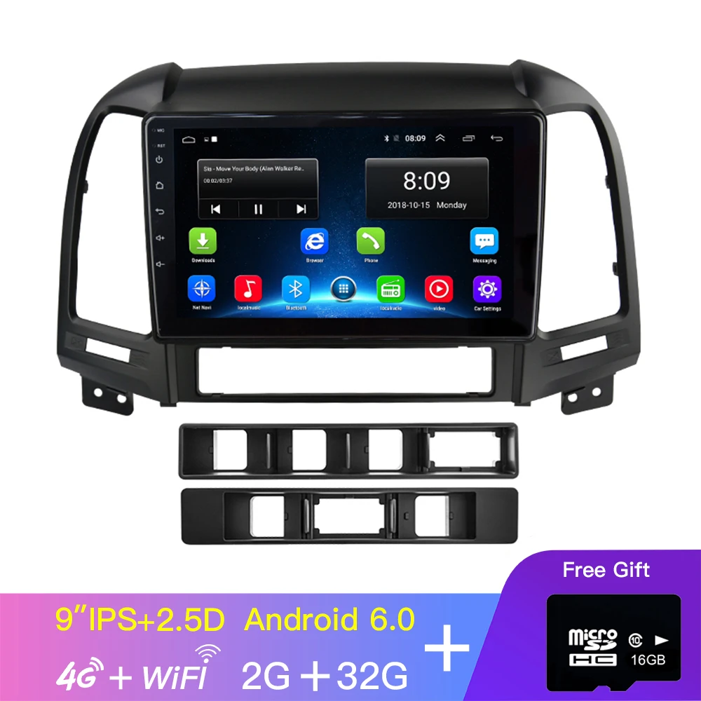 2G 32G with 4G EKIY " ips 2.5D экран автомобиля радио мультимедиа 2 din для hyundai SANTA FE 2005-2012 Android 4G Navi навигация gps видео плеер - Цвет: 2G 32G with 4G