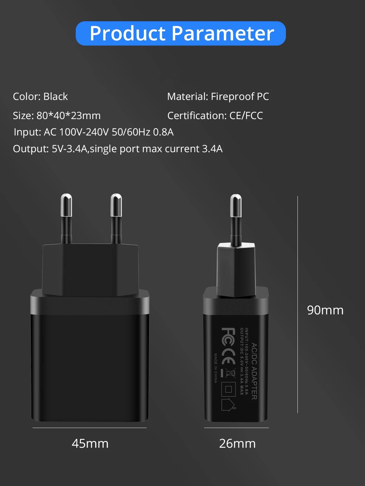 Ankndo 2 порта USB зарядное устройство адаптер Быстрая зарядка светодиодный дисплей зарядное устройство для телефона Быстрая зарядка ЕС вилка настенное зарядное устройство для Xiaomi huawei