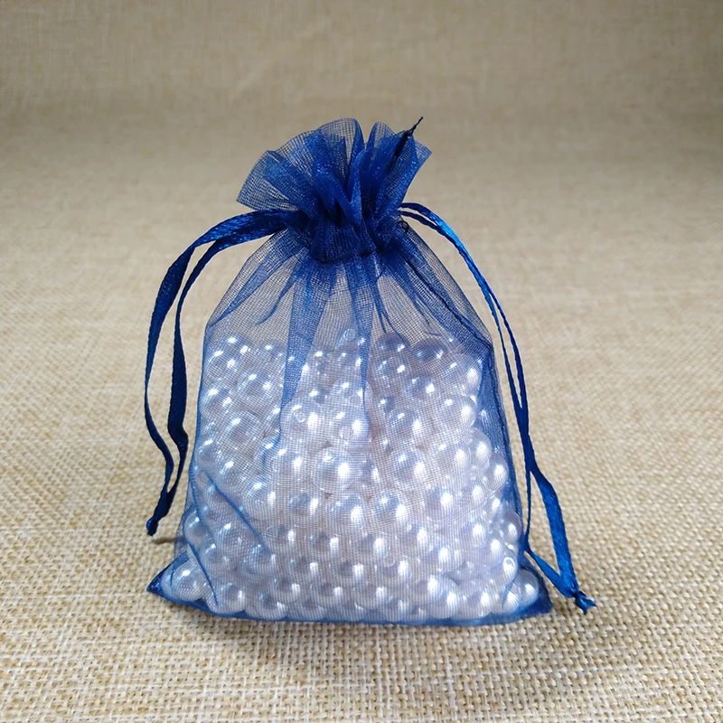 Navy Blue 100 шт. Подарочный пакет для ювелирных изделий 7x9 9x12 10x15 13x18 см Упаковка из органзы для украшений сумки для свадебной вечеринки Рождественский подарок упаковка сумки - Цвет: Navy Blue