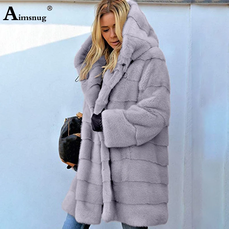 Gray Размера плюс 4XL 5XL Европа и Америка средне-длинная куртка с секциями однотонные розовые плюшевые пальто с капюшоном из искусственного меха зимняя Для женщин теплая куртка - Цвет: Gray