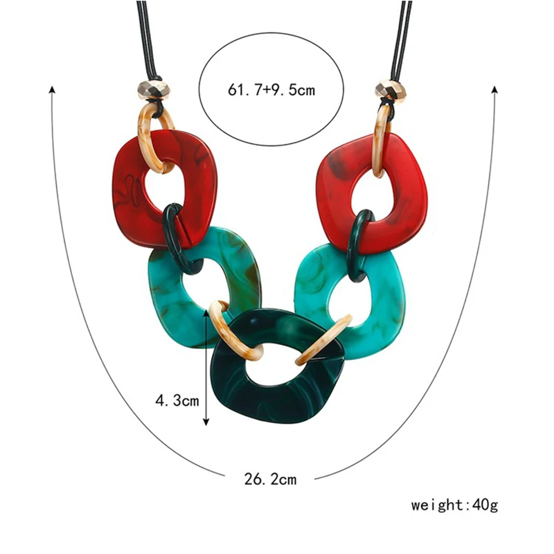 Новое поступление женское красочное акриловое большое ожерелье геометрические