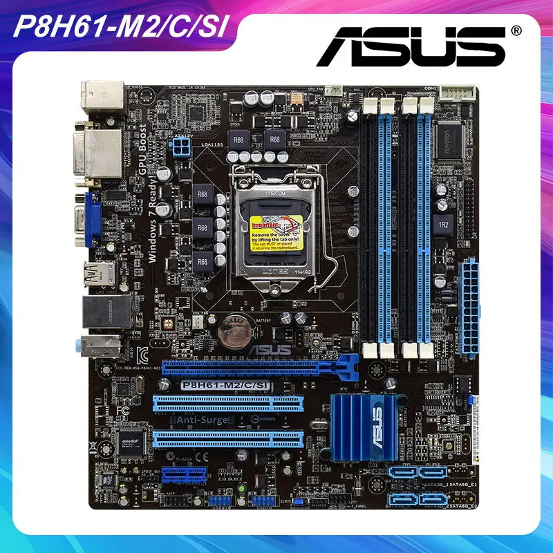 ASUS P8H61-M2/C/SI LGA 1155 Intel H61 материнская плата для настольного ПК DDR3 ПАМЯТЬ Core i3 i5 i7