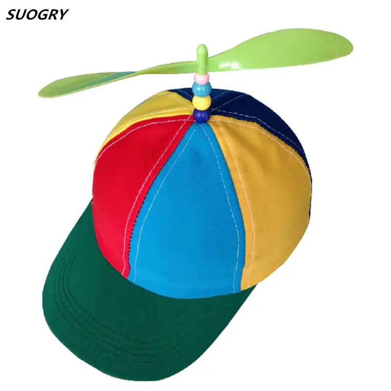 

Funny Adult Kids Propeller Baseball Caps Colorful Patchwork Brand Hat Propeller Bamboo Dragonfly Children Boys Girls Snapback