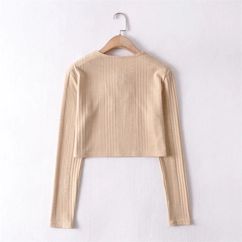 

Women Long Sleeve Lace Up Crop Top