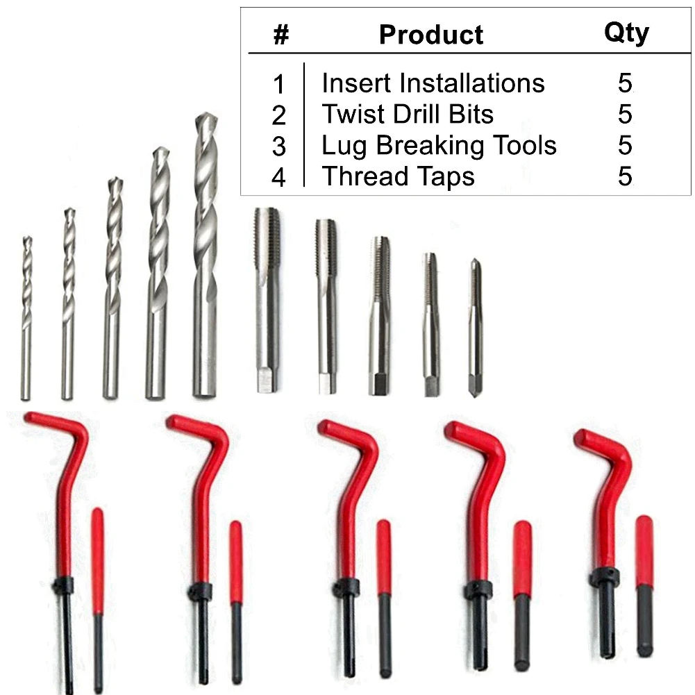 

131 Pcs Engine Block Restoring Damaged Thread Repair Tool Kit M5 M6 M8 M10 M12 Thread Repair Kit for Car Machine Auto Repair