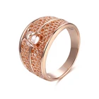 FJ 13 мм круглые кольца для женщин 585 розовое золото цвет белый кубический циркон кольца