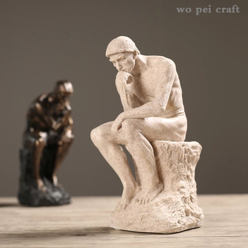 

Nordic Thinker Character Sculpture Imitation Metal Retro Meditator Portrait Desk Decor Home Decoration Resin Crafts Ornaments