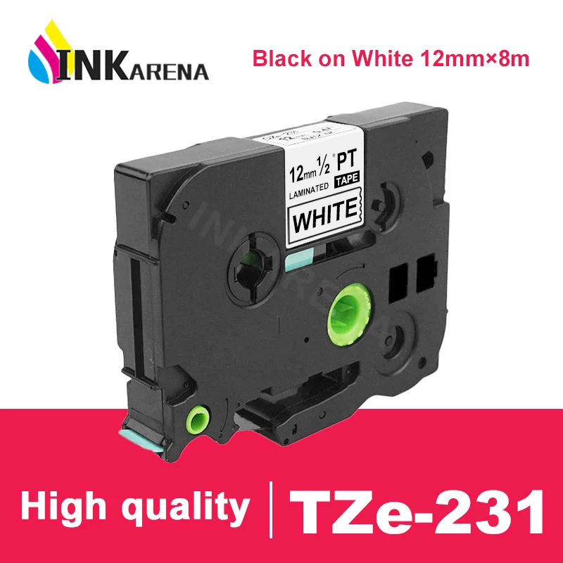 

Inkarena lable printer for BrotherTZe-231 Black On White compatible 12mm*8m lable maker Typewriter Machine for brother 1PCS