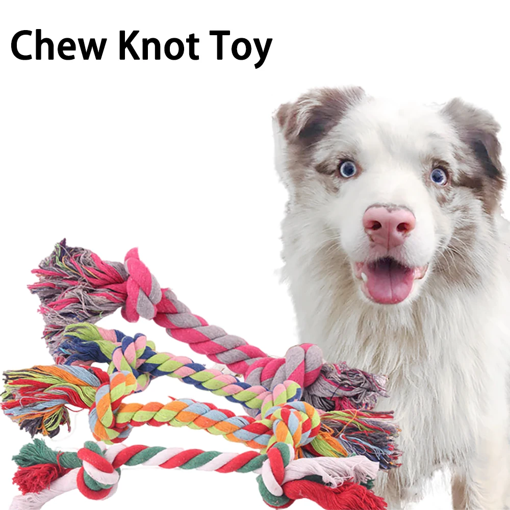 

15cm Dogs Cotton Chew Knot Toys Durable Braided Bone Rope Little Dog Puppy Cotton Chewing Knots Random Color Pet Supplies Teddy