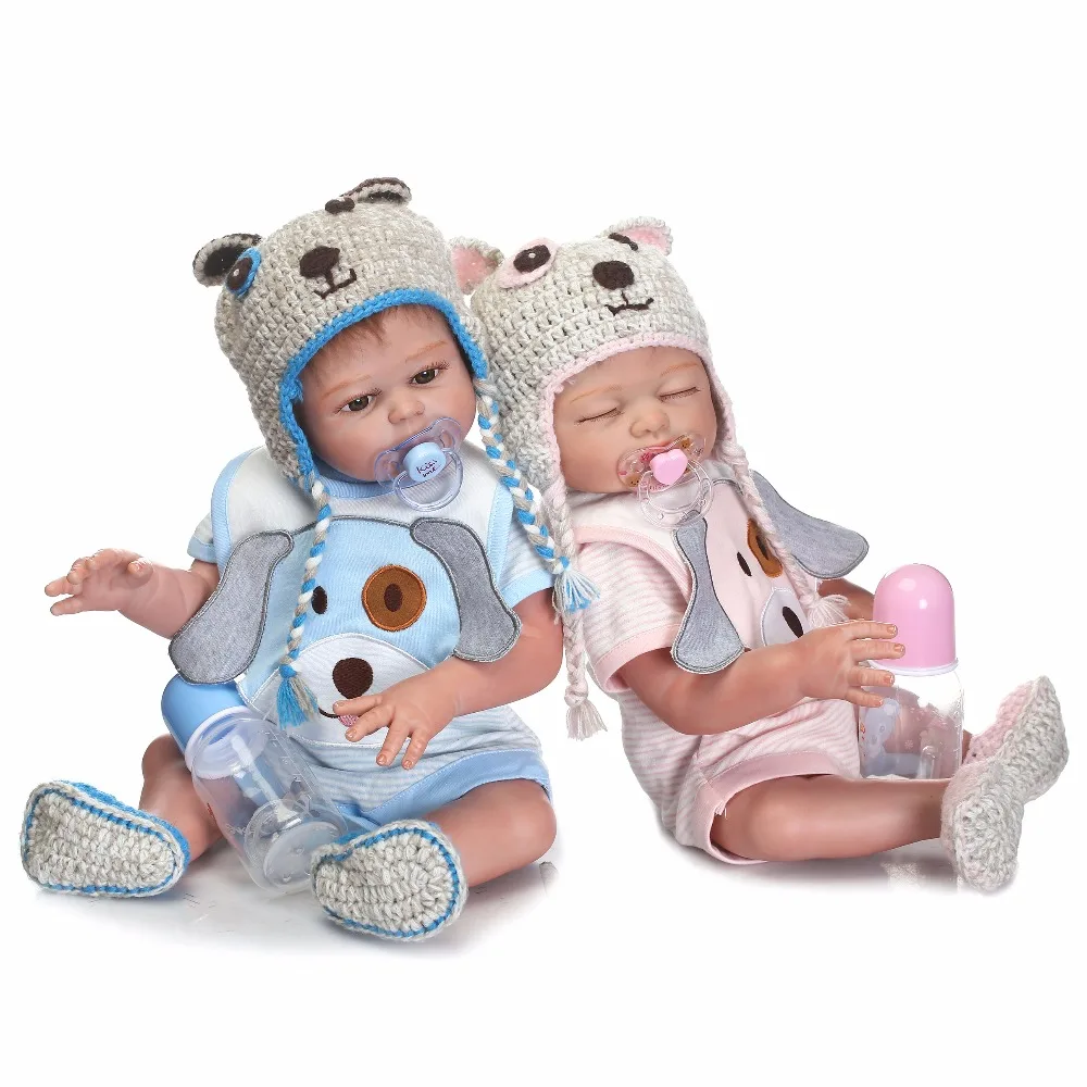 20-дюймовая Реалистичная кукла Reborn Baby Twins 50 см Спящая девочка и проснущаяся