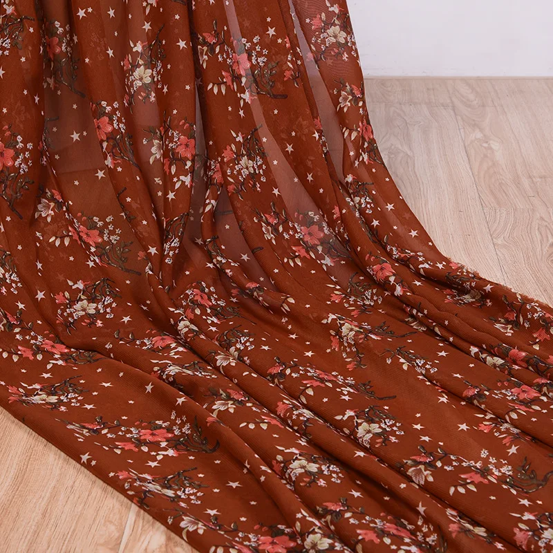 Тюлевая ткань из мягкого шифона с цветочным принтом для классических рубашек