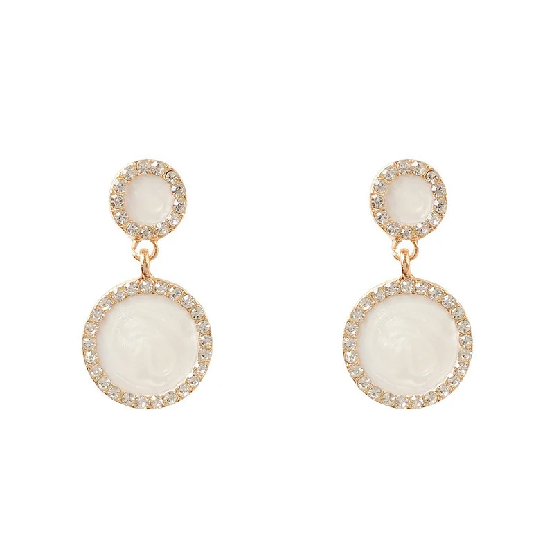 

POTCET Korea 2021 Fashion Trend Women's Zircon Circle Temperament Simple Earrings Geometric Trend Retro Jewelry Free Shipping