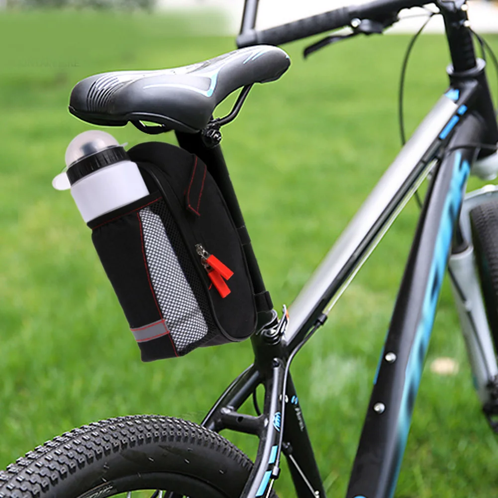 Universal Double Zipper Mesh Accessories Cycling Large Capacity Bicycle Saddle Bag Tail Seat Portable Storage Water Bottle Pouch | Спорт и
