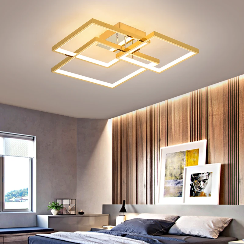 

Square Modern led ceiling lights for living room bedroom study room Gold/Chrome Plated 90-260V Ceiling Lamp Fixtures