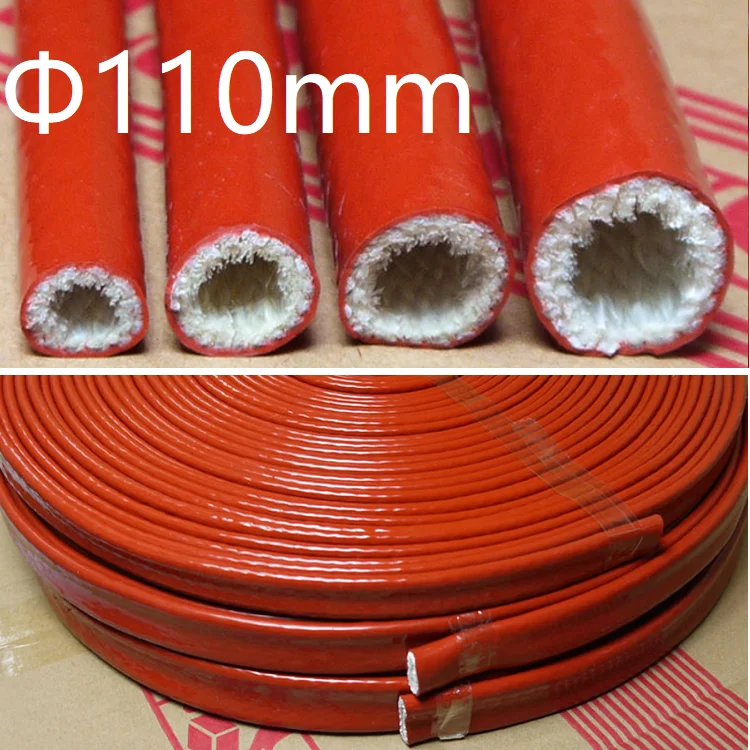 

Thickening Fire Proof Tube ID 110mm Silicone Fiberglass Cable Sleeve High Temperature Oil Resistant Insulated Wire Protect Pipe