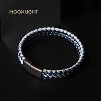 moonlight new arrival 2021 men bracelet double layer bracelet handmade weaved punk rock jewelry simple color contrast bracelet