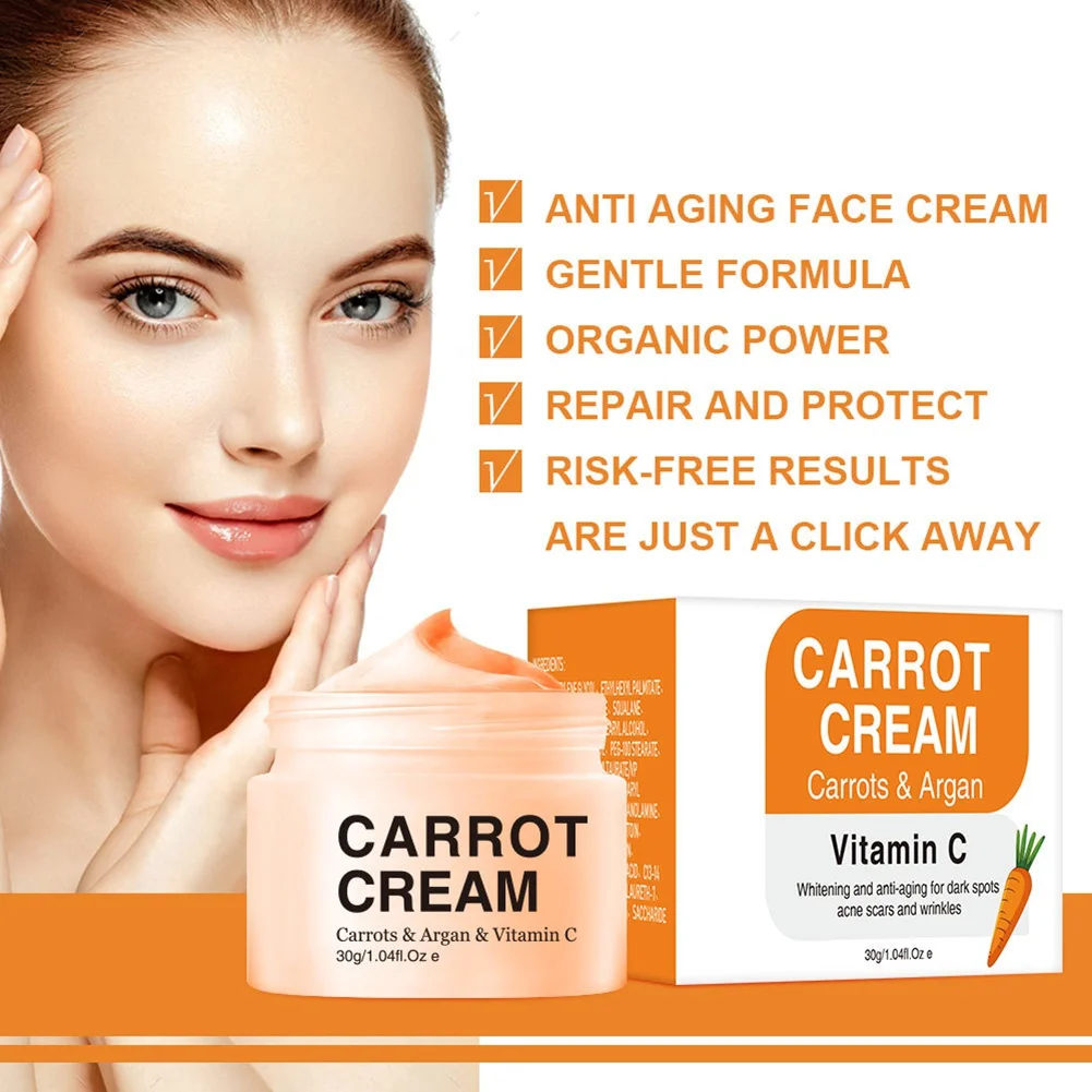 

Vitamin C Carrot Whitening Face Cream Remove Dark Spots Repair Fade Freckls Melanin Remover Cream Brightening Skin Care Cream